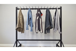 Wieszak do szatni na 4 kółkach - FABIOS długość 160 cm wysokość 160 cm